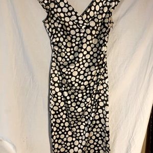 Maggie London Satin Polka Dotted Ruched dress 10